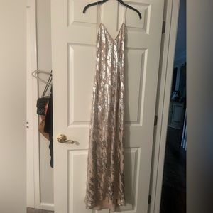 Zara beige & silver low back slip dress